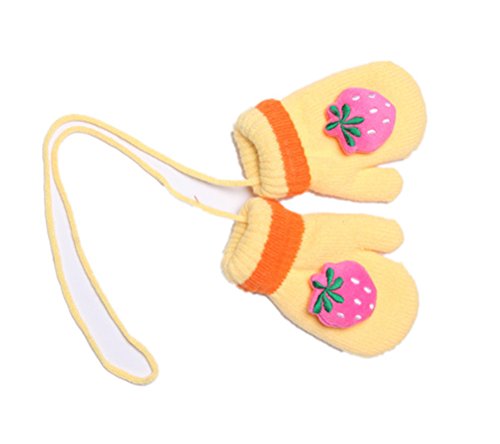 Moolecole Cute Cartoon Gloves Baby Boys Girls Toddler Children Kids Magic Mitten Gloves with Ropes Yellow