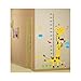 Naughty Monkey and Yellow Giraffe wall decal for kid's bedroom cartoon animals Height Chart (60cm-180cm) Nursery Wall Sticker Decor Removable walpaper for children playroom