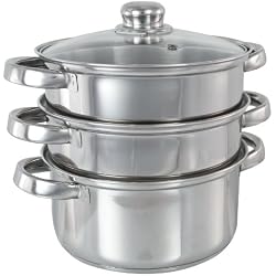Buckingham Cuiseur vapeur 3 étages avec couvercle en verre 18 cm (Import Grande Bretagne)