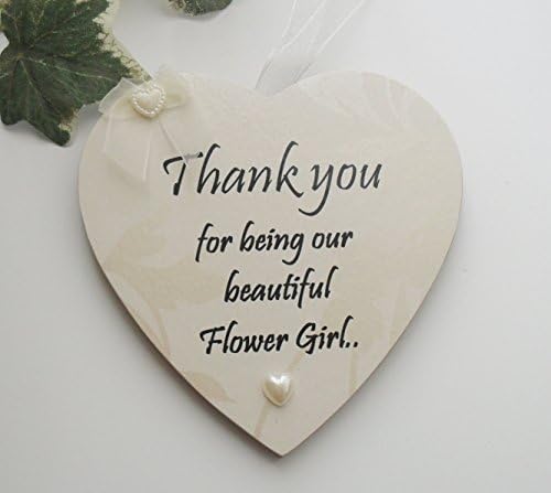 Thank you for being our beautiful flower girl wooden keepsake heart plaque