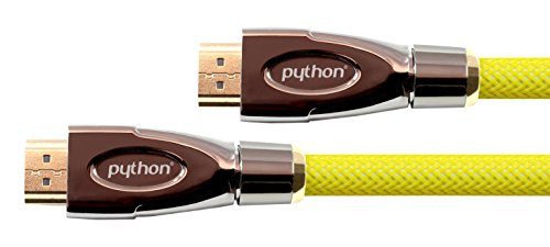 Python Series AKTIVES High-Speed-HDMI Anschlusskabel mit Ethernet - Redmere Chipsatz - 4K2K / UHD / Ultra HD / Full HD - OFC, 3D-Unterstützung, Nylongeflecht, Dreifachschirmung, gelb, 15 m