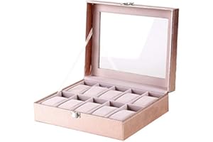 JOUSE Spécial pour Femmes Femme Petite amie Montres-bracelets Boîte de Rangement Collecte PU Cuir 10 Grids Cabinet Cadeau 10 Fentes, Or , 10 Gitter