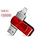 Produktbild DSDjd USB Sticks U-Disk USB 3.0 Dual Interface Rotierendes Metall-Business-Office-Flash-Laufwerk mit doppeltem Verwendungszweck 64G, 128G USB Stick 64gb (Capacity : 128G, Color : Red)