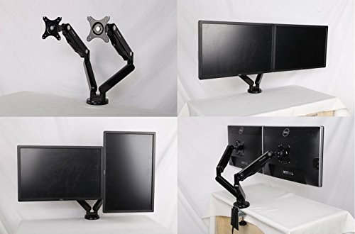 ERGONEER Full-Motion-Gasfeder Dual-LCD-Arm Stativhalterung Passend für 10 „-30“ Double Computer-Monitore – Einstellbare Drehtischmontage Schwingen Twin Monitor-Arme w / Audio MIC USB-Anschlüsse - 2