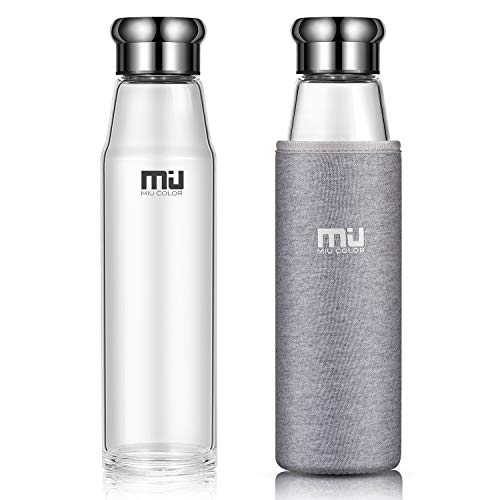 Glass Water Bottle 700ml with Anti-slip Nylon Sleeve Leak-proof Stainless Steel Cap, MIU COLOR, Boro Glass Water Bottle 700ml with Anti-slip Nylon Sleeve Leak-proof Stainless Steel Cap, MIU COLOR, Boro
