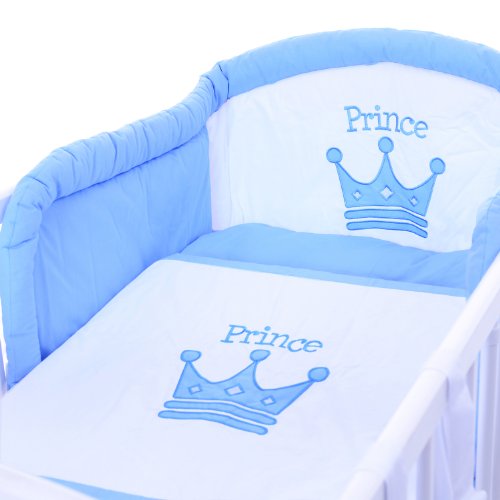 PRINZ blau Babyzimmer Möbel Komplettset für Jungs mit Kinderbett 120×60 Wickelkommode 9 teiligen Bettwäsche Set weiss - 6