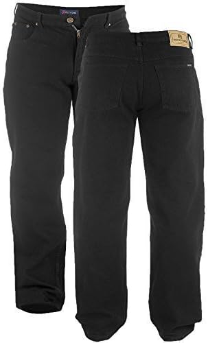 Mens Rockford Duke Black 30" Short Leg Denim Jeans Comfort Fit Big King Size Adult Trousers (60" Waist)