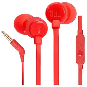 JBL T110 by Harman Wired In Ear Headphone with Mic (Red)