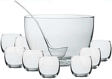 Intent 10-Piece Punch Bowl Set with Laddle, 10.5 Qt. Punch Bowl amd 11 Oz. Glasses by Dailyware