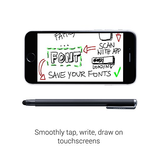 Wacom Bamboo Solo Smart Stylus (4. Generation) in Schwarz / Ergonomischer Touch Pen mit Carbonfaser-Spitze für Touchscreen-Eingabegeräte mit kapazitiver Touch-Technologie wie iPhone oder iPad - 8