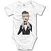 MTOO Baby's Justin Timberlake Suit Up Hanging Bodysuit Romper Playsuit Outfits Clothes Climbing Clothes Short Sleeve White