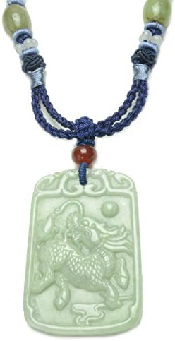 Elegant Fortune Fortune Kilin / Dragonhorse Carved Milky Jade Amulet Necklace- Fortune Jade