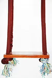 AZUKA Wooden Swing for Indoor, Outdoor, Garden and Balcony | Natural Solid Wood with Sleeve PP Rope