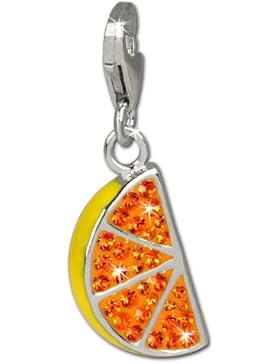 SilberDream Glitzer Charm Orangenscheibe orange Zirkonia Kristalle Anhänger 925 Silber für Bettelarmbänder Kette...