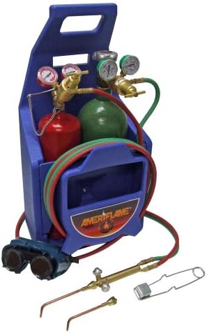 Ameriflame T100T Medium Duty Portable Welding/Brazing Outfit with Plastic Carrying Stand Plus Oxygen and Acetylene Tanks