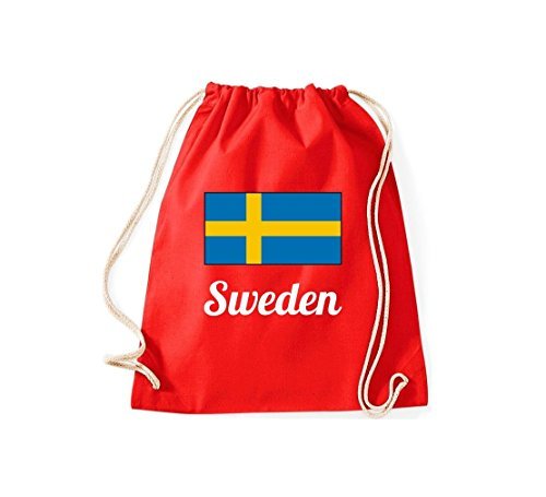 ShirtInStyle Gym Sack Turnbeutel Ländersack Sweden Schweden Farbe Rot