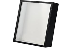 QINGZY Marcos con Profundidad 5cm, Marcos para Cuadros 3D para Objetos, Marco de Fotos Madera para Rellenar, Marco de Profundo para Mesa Pared, Marco de Caja de Sombra para Medalla Flor (25x25cm,Negro)