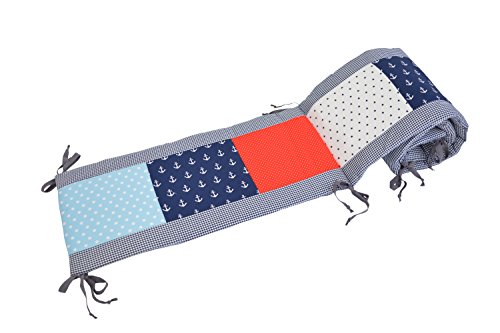 BEBILINO ® Nestchen Bettnestchen & Bettumrandung ALLE GRÖSSEN für Babybetten ANKER ROT BLAU - 2