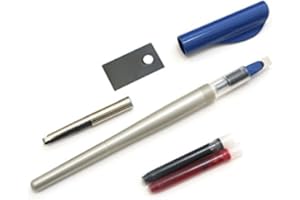 BLUMIE SHOP Pilot Parallel Pen 6,0 mm + 1 pudełko z 12 wkładami atramentowymi, różne kolory, + 1 pudełko 6 czarnych kartridży + 1 linijka z drewna kwiatowego