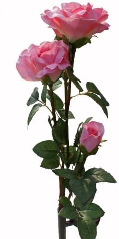 ANKKO Solar Powered Artificial Rose Flower LED Lights Garden Landscape Decor (Pink)