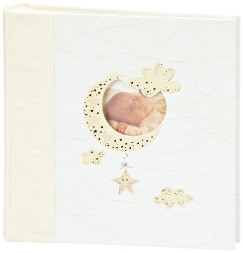 Walther ME-114 Einsteck-Babyalbum Bambini mit Ausstanzung für persönlichen Namen mit Beschriftungsfeldern für 200 Photos 10 x 15 cm beige