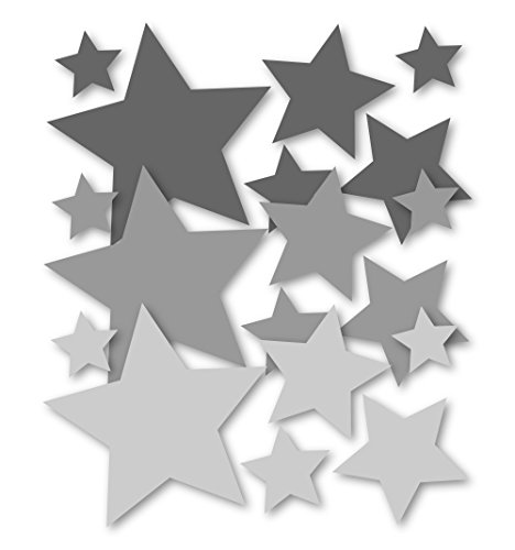 18 Stück selbstklebende Sterne Autoaufkleber, Türaufkleber, Fahrradaufkleber, Wandtattoo tricolore-grau, anthrazit, Fensterdekoration Fensterbild / Fensteraufkleber für In- und Outdoor 62s1 - 2