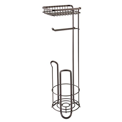 InterDesign 79261EU York Lyra Freistehender Toilettenpapier-Halter mit Regal fürs Bad - Bronzefarben, Steel, Bronze, 16,7 x 19,1 x 61,2 cm