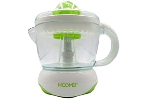 Hoomei Spremiagrumi elettrico per succhi, caraffa trasparente rimovibile da 0,7 l, due coni di diverse dimensioni smontabili, automatico, plastica, bianco, 25 W