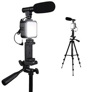 Mobile Tripod Stand with Selfie Light, Video Mic, kit for Mobile Phone and DSLR Camera. by Xtreme Acoustics