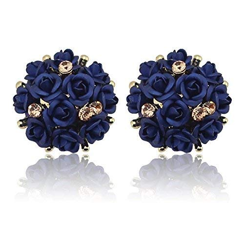 Shining Diva Fashion Stylish Stud Earrings for Women and Girls(Navy Blue)(9181er)