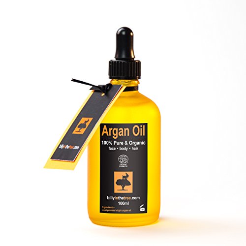 Pure Argan Oil 100ml. 100% Pure and EcoCert Certified Organic. For Face, Body, Hair and Nails. Cold-Pressed, Premium Quality, Moroccan Oil.
