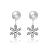 YAZILIND 925 esterlina plata blanca flor incrustaciones rhinestones perla...