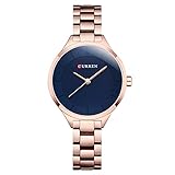 WZFCSAE Gold Uhr Frauen Uhren Damen Kreativen Stahl Frauen Armband Uhren Weibliche Uhr Relogio Feminino Montre Femme 9015, Rose Blau