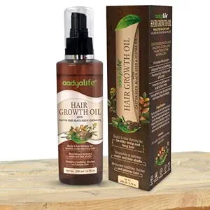 Aadya Life Hair Growth Oil 200 ml || For Healthy, Thick and Shiny hair || Enhanced with Castor Seed, Jojoba & Black Seed Oil (Pack Of 1 (1 x 200 ml))