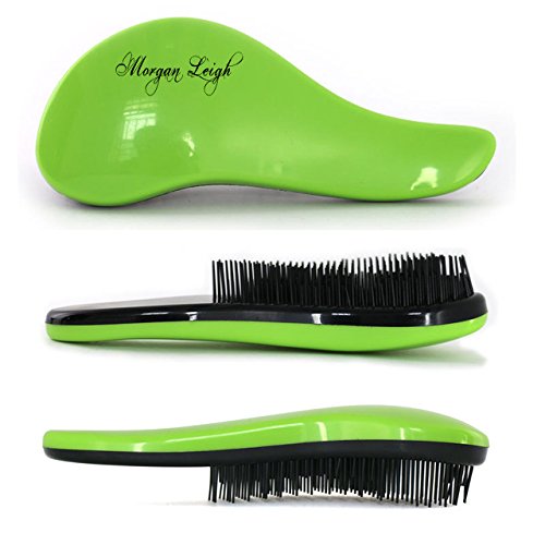 De Tangle Hair Brush Comb By Morgan Leigh® Salon Quality Professional (Green)