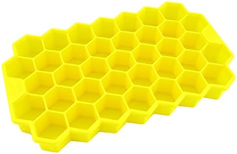 Ice Cube Trays - Premium Quality Soft Silicone Small Ice Tray Mold 37 Small Cubes Perfect for Tumbler Cups and Vacuum Bottles (Yellow)