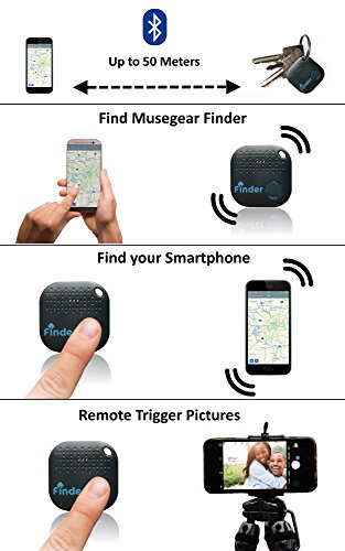 musegear® App Schlüsselfinder (weiß), NEUE VERSION 2 | 3x lauter | Schlüssel, Keys, Handy, Fernbedienung, Portmonee bequem wieder-finden & tracken statt Suchen | Smartphone Bluetooth-GPS-Kopplung - 2