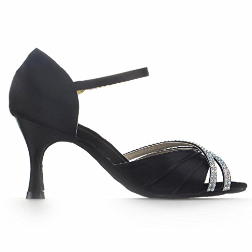 Jia Jia 20524 Damen Sandalen Ausgestelltes Heel Super-Satin mit Strass Latein Tanzschuhe - 3