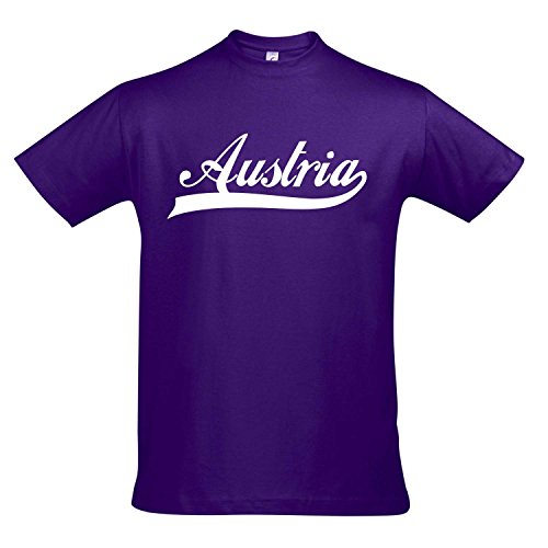 T-Shirt – Austria Oldschool Österreich LÄNDERSHIRT EM / WM FAN Trikot S-XXL , Dark purple – weiß , L