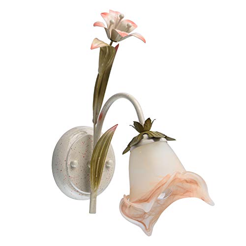 MW-Light 319022001 Aplique de Pared Estilo Floral Metal de Color Blanco Naranja 1 x 60W E14