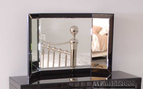 MY-Furniture Venezianischer verspiegelter Schminktisch/Konsole mit schwarzem Hochglanzspiegel + Dreifach klappbarer Frisierspiegel + Hocker - 3