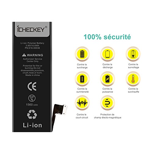 ICHECKEY Batterie pour iphone 5s 5c de Lithium-ION en Set Batterie Rechargeable Haut capacit   Kit d outils Compatible Avez iPhone 5s 5c Outils  Manue