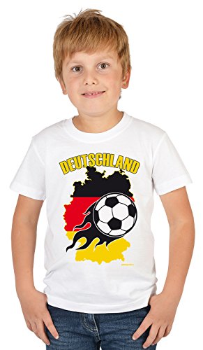 Jungen Fußball Shirt Kinder Fan Fanartikel Jungs T-Shirt – Deutschland – EM WM bewährte Qualität Teenager Kids T-Shirt Print Top Gr. 5 – 14 Jahre in weiss Gr: M