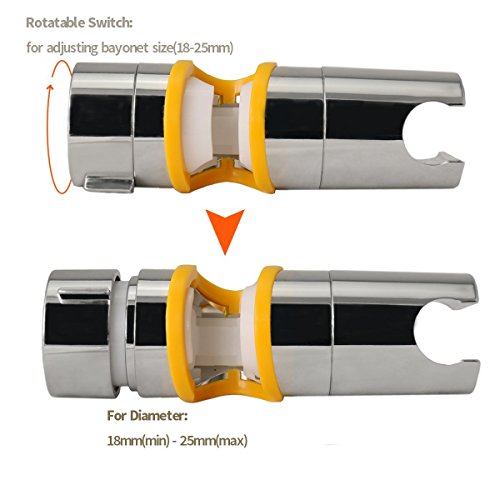 Joyoldelf Handbrause Halterung,18-25 mm verstellbar Brausehalter ABS Grade Kunststoff Chrome perfect Für Badezimmer - 3