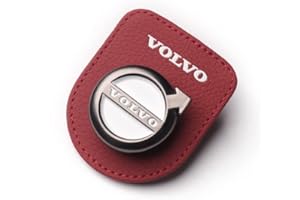 ZENCIX Leder, Auto Sonnenbrillenhalter, Für Volvo XC60 S40 S60 S90 XC40 XC70 XC90 V40 V60 V90 S80 S80L, Auto Sonnenblenden Brillenclip, Ticketkarten Clip, Innendekorationszubehör,Red