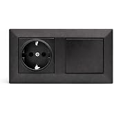 Jandei - Schuko Plug 2P+T 16A and Switch Switch, 230V, Elegant Interior Wall Decoration, Easy to Install, Includes Frame and