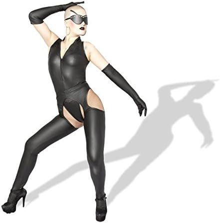 Women's PVC leather Wetlook Sexy lingerie catsuit black Bodysuit Paint leather coating Siamese clothing Jumpsuit