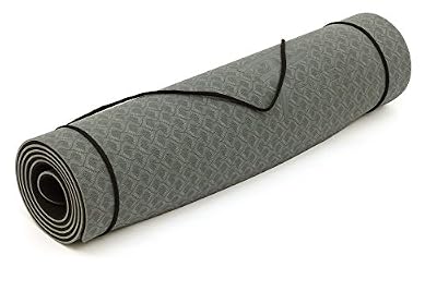 Fitem Tapis de Yoga/ Gym Fitem Eco Natura TPE 183 x 61 x 0,6 cm - Reversible - Anti-Dérapant - Amortissant, Eco-Conscience & Hygiènique- pour Yoga, Gym, Sport, Gymnastique, Fitness, Pilates, Musculation (Gris/Noir)