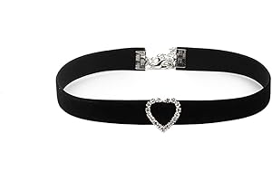 JUSTUSNX Collana girocollo nera gotica rotonda quadrata a forma di cuore con strass, accessorio per Halloween per donne e ragazze