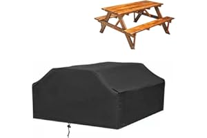 BAITANG Housses de banc de terrasse rectangulaires pour table de pique-nique en plein air et cuisine Noir